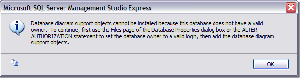 Database has no valid owner